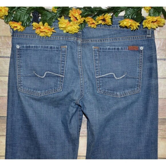 Ladies Seven for All Mankind Wide Leg Crop Vintage Dojo Jeans Size 32 Light Wash - Picture 5 of 12